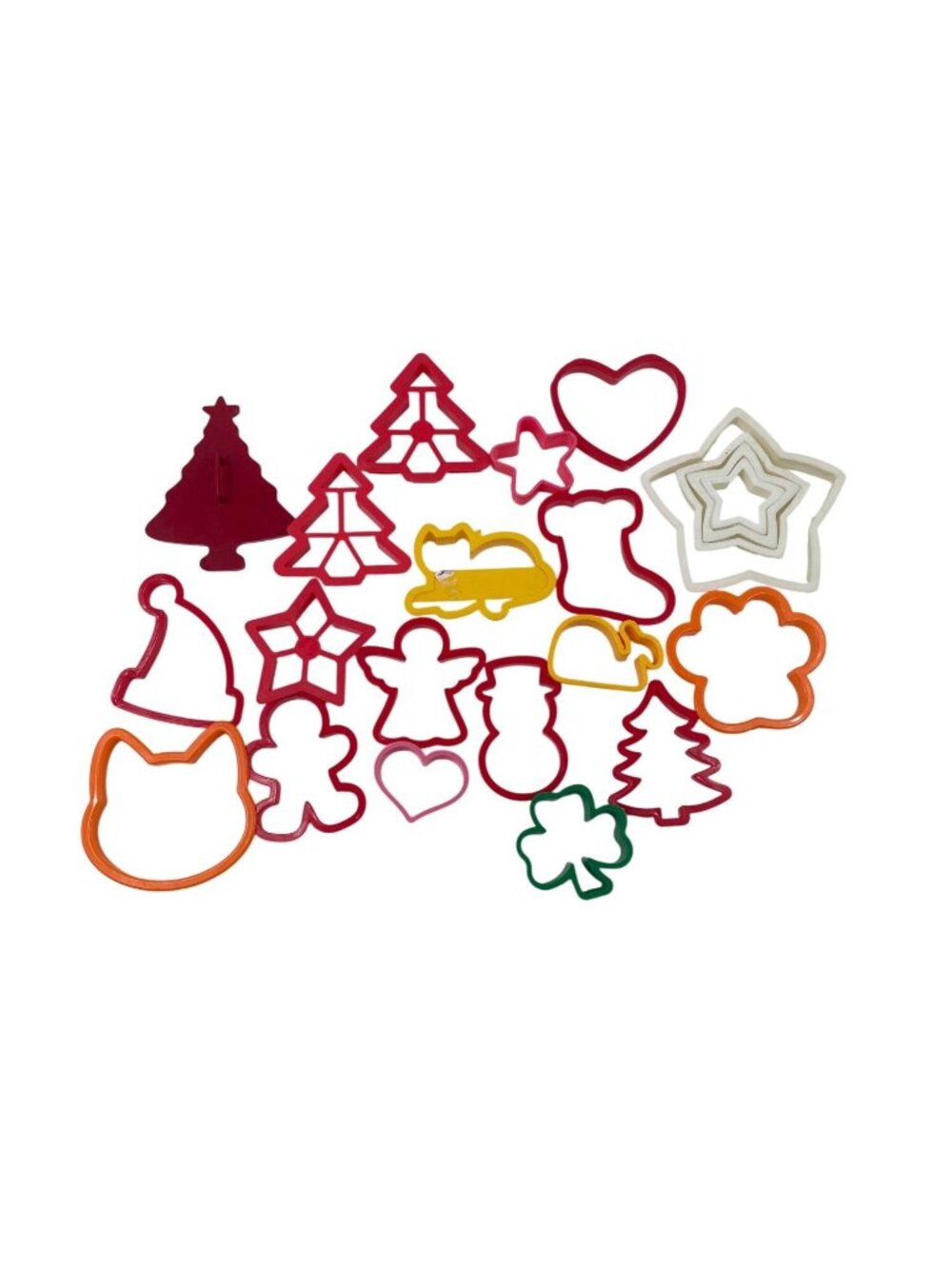 20-Piece Holiday Plastic Cookie Cutters Christmas Halloween Assorted Shapes